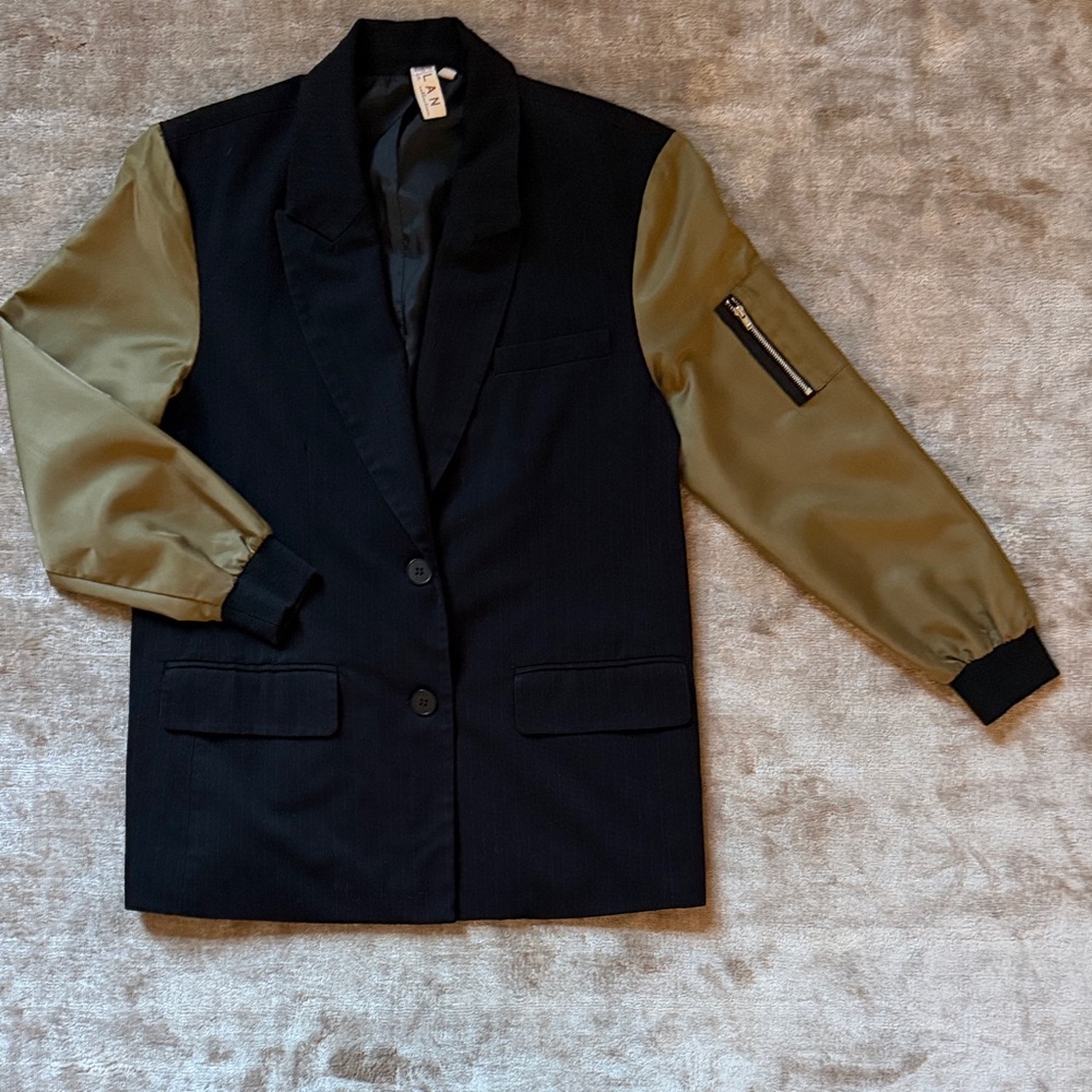 Black Blazer with Olive bomber sleeves
